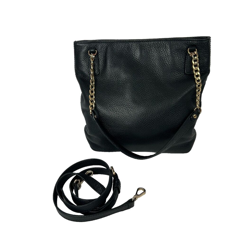 MICHAEL KORS Chain Bag Black Pebbled Leather Shoulder Bag
